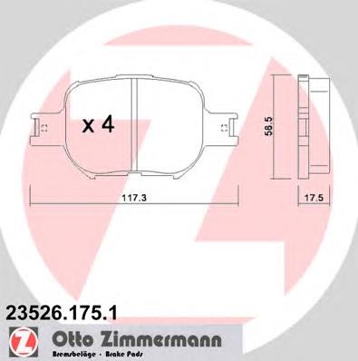 235261751 Zimmermann колодки гальмівні передні, дискові