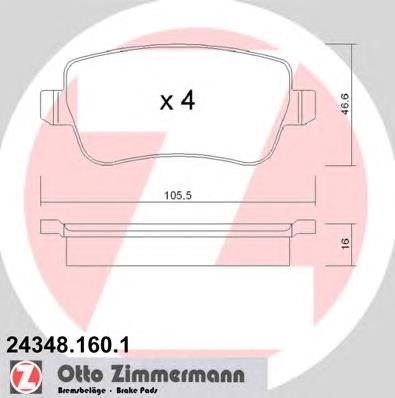 Колодки гальмові задні, дискові 243481601 Zimmermann