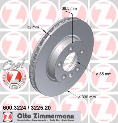 Диск гальмівний передній 600322420 Zimmermann