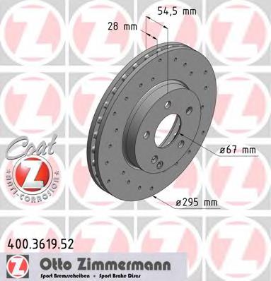 Диск гальмівний передній Zimmermann 400361952