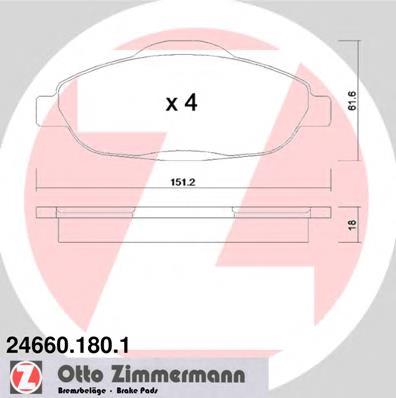 Передні тормозні колодки 246601801 Zimmermann