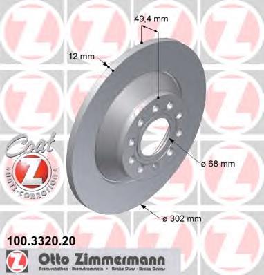 Купити 100332020 Zimmermann Диск заднього гальма
