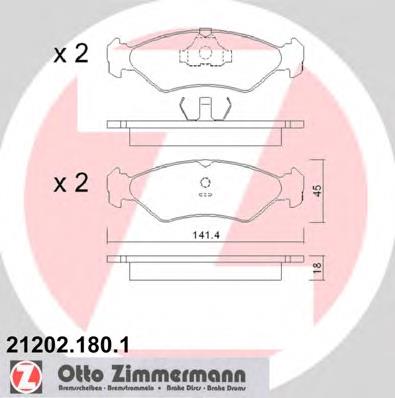 212021801 Zimmermann колодки гальмівні передні, дискові