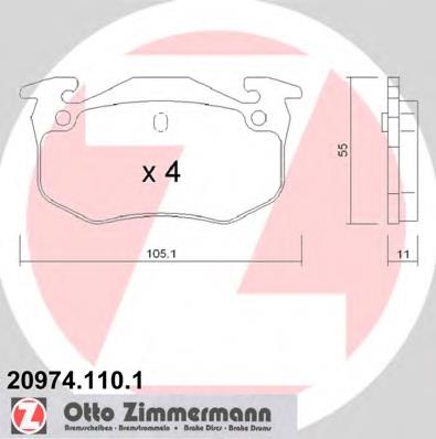 209741101 Zimmermann колодки гальмові задні, дискові