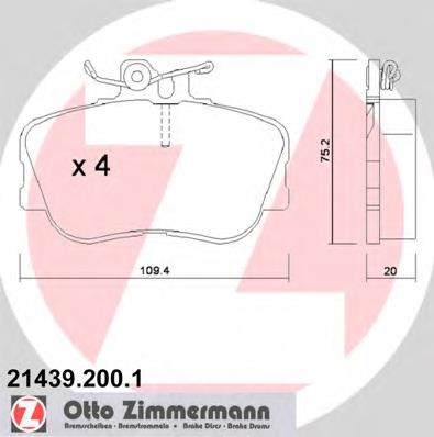Купити 214392001 Zimmermann Колодки гальмівні передні, дискові