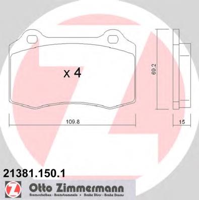 213811501 Zimmermann колодки гальмівні передні, дискові