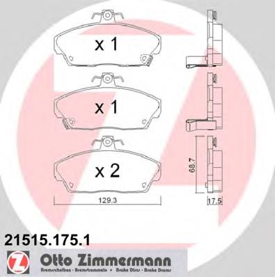 Передні тормозні колодки 215151751 Zimmermann