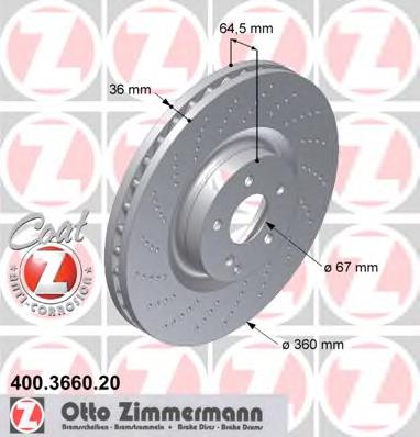 400366020 Zimmermann Гальмо дискове переднє