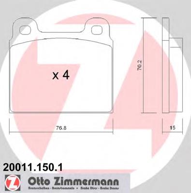 200111501 Zimmermann колодки гальмівні передні, дискові