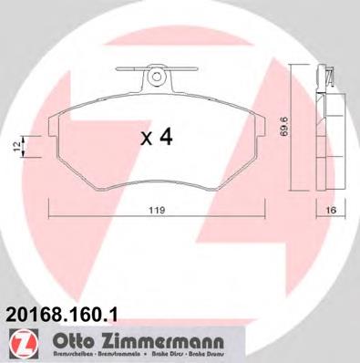 201681601 Zimmermann колодки гальмівні передні, дискові