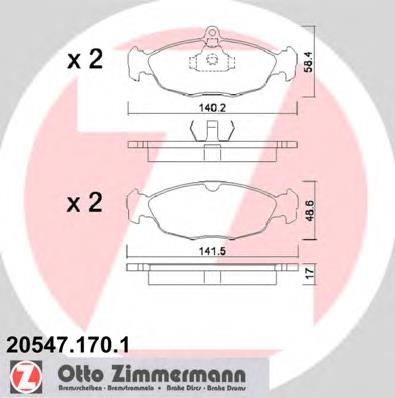 Купити 205471701 Zimmermann Колодки гальмівні передні, дискові
