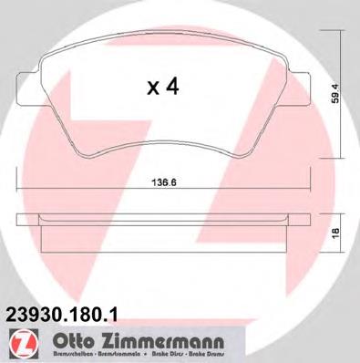 Купити 239301801 Zimmermann Колодки гальмівні передні, дискові
