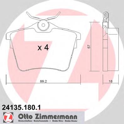 Задні гальмівні колодки Zimmermann 241351801 ціна, від 16.43 USD