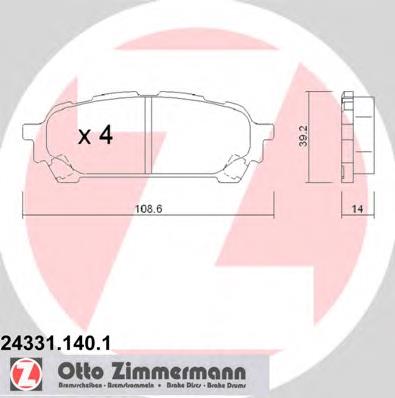 Задні гальмівні колодки 243311401 Zimmermann