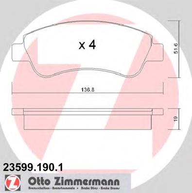 Купити 235991901 Zimmermann Колодки гальмівні передні, дискові