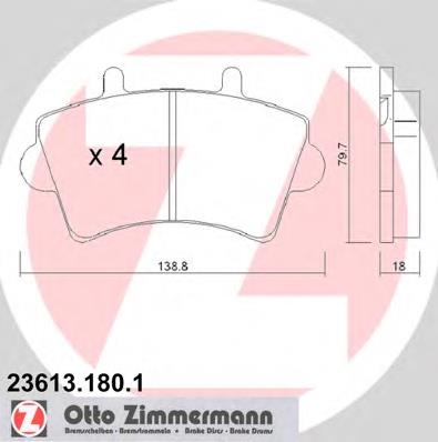Передні тормозні колодки 236131801 Zimmermann