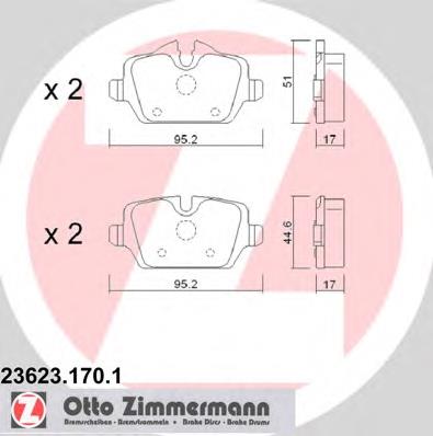 Задні гальмівні колодки Zimmermann 236231701 ціна, від 35.62 USD