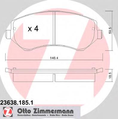 236381851 Zimmermann колодки гальмівні передні, дискові