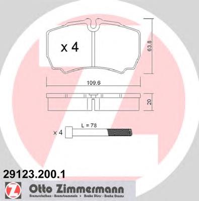 291232001 Zimmermann колодки гальмові задні, дискові