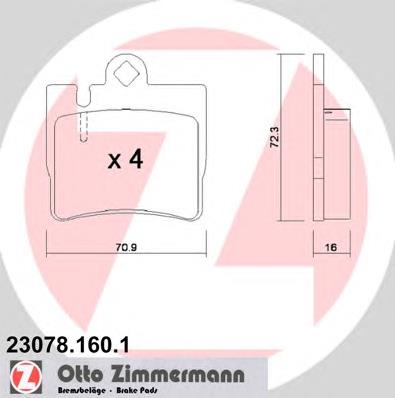 Задні гальмівні колодки 230781601 Zimmermann