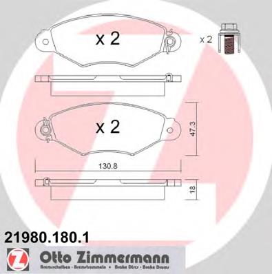 219801801 Zimmermann колодки гальмівні передні, дискові