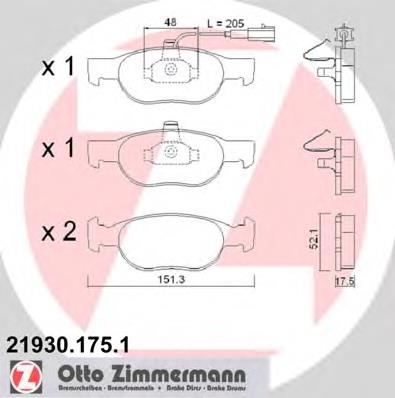 219301751 Zimmermann колодки гальмівні передні, дискові