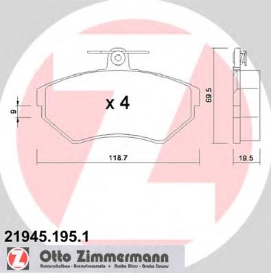 219451951 Zimmermann Передні гальмівні колодки