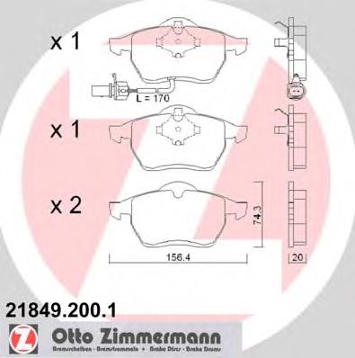 Передні тормозні колодки 218492001 Zimmermann