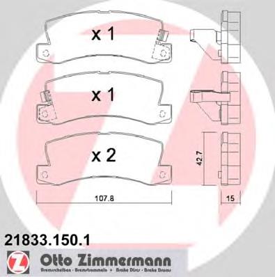 Задні гальмівні колодки 218331501 Zimmermann