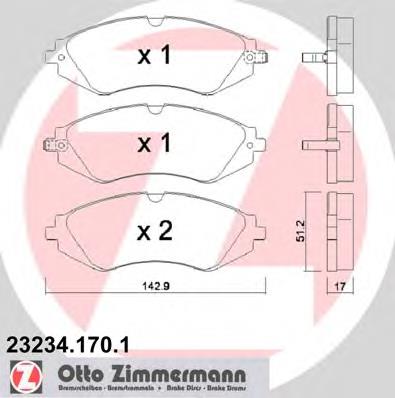 Передні тормозні колодки 232341701 Zimmermann