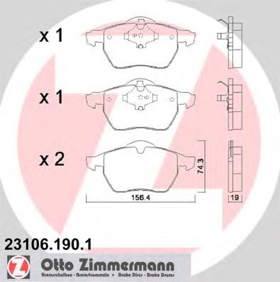 231061901 Zimmermann колодки гальмівні передні, дискові