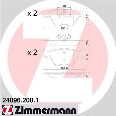 Передні тормозні колодки 240962001 Zimmermann