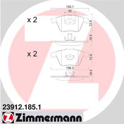 Купити 239121851 Zimmermann Колодки гальмівні передні, дискові