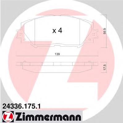 Купити 243361751 Zimmermann Колодки гальмівні передні, дискові
