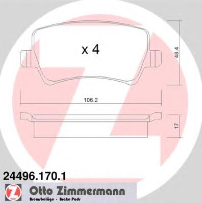 Задні гальмівні колодки Zimmermann 244961701 ціна, від 40.48 USD