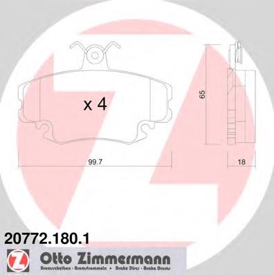 Передні тормозні колодки 207721801 Zimmermann