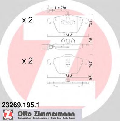 232691951 Zimmermann колодки гальмівні передні, дискові
