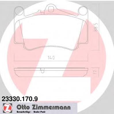 Передні тормозні колодки 233301709 Zimmermann