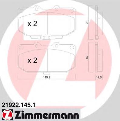 Передні тормозні колодки 219221451 Zimmermann