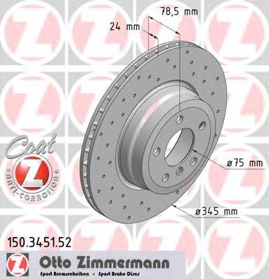 Купити 150345152 Zimmermann Диск заднього гальма