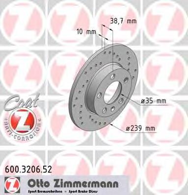 Диск гальмівний задній 600320652 Zimmermann