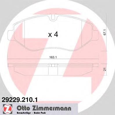 Передні тормозні колодки 292292101 Zimmermann