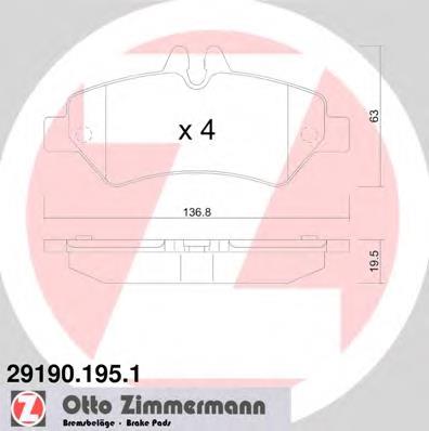 Задні гальмівні колодки Zimmermann 291901951 ціна, від 38.12 USD