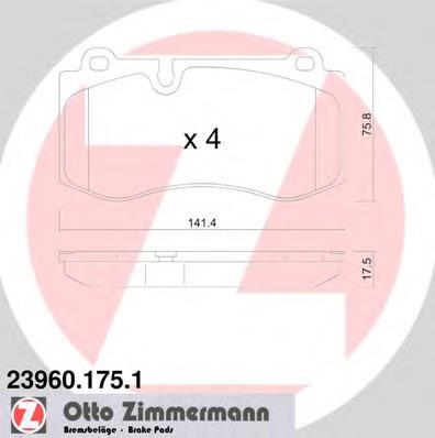 Передні тормозні колодки 239601751 Zimmermann