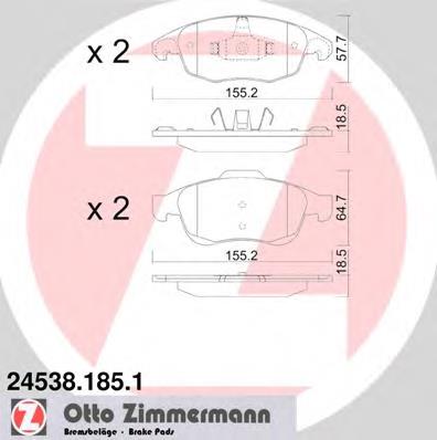 Купити 245381851 Zimmermann Колодки гальмівні передні, дискові
