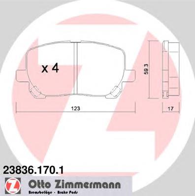 Купити 238361701 Zimmermann Колодки гальмівні передні, дискові