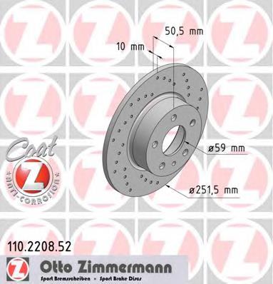 110220852 Zimmermann диск гальмівний задній