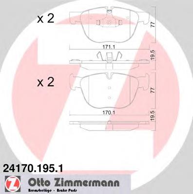 Купити 241701951 Zimmermann Колодки гальмівні передні, дискові
