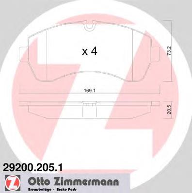Передні тормозні колодки 292002051 Zimmermann