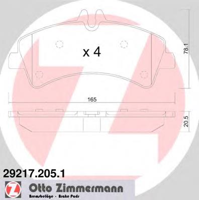 292172051 Zimmermann Колодки гальмівні задні, дискові